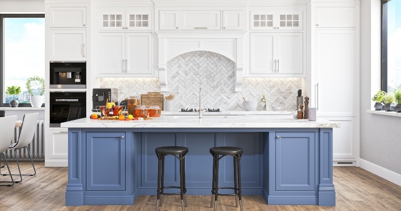 image of kitchen remodel with island high end countertops and cabinets financed by home improvement loans near syracuse ny