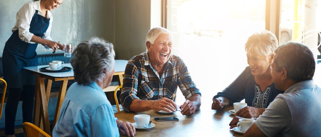 good life adventures program retired group having coffee in shop geddes federal savings